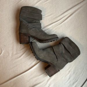 Sam Edelman Grey Buckle Moro Boots
